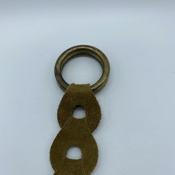 Tan Leather Loop Woven D Ring Belt Women's Size M End to End 34" - Picture 6 of 11